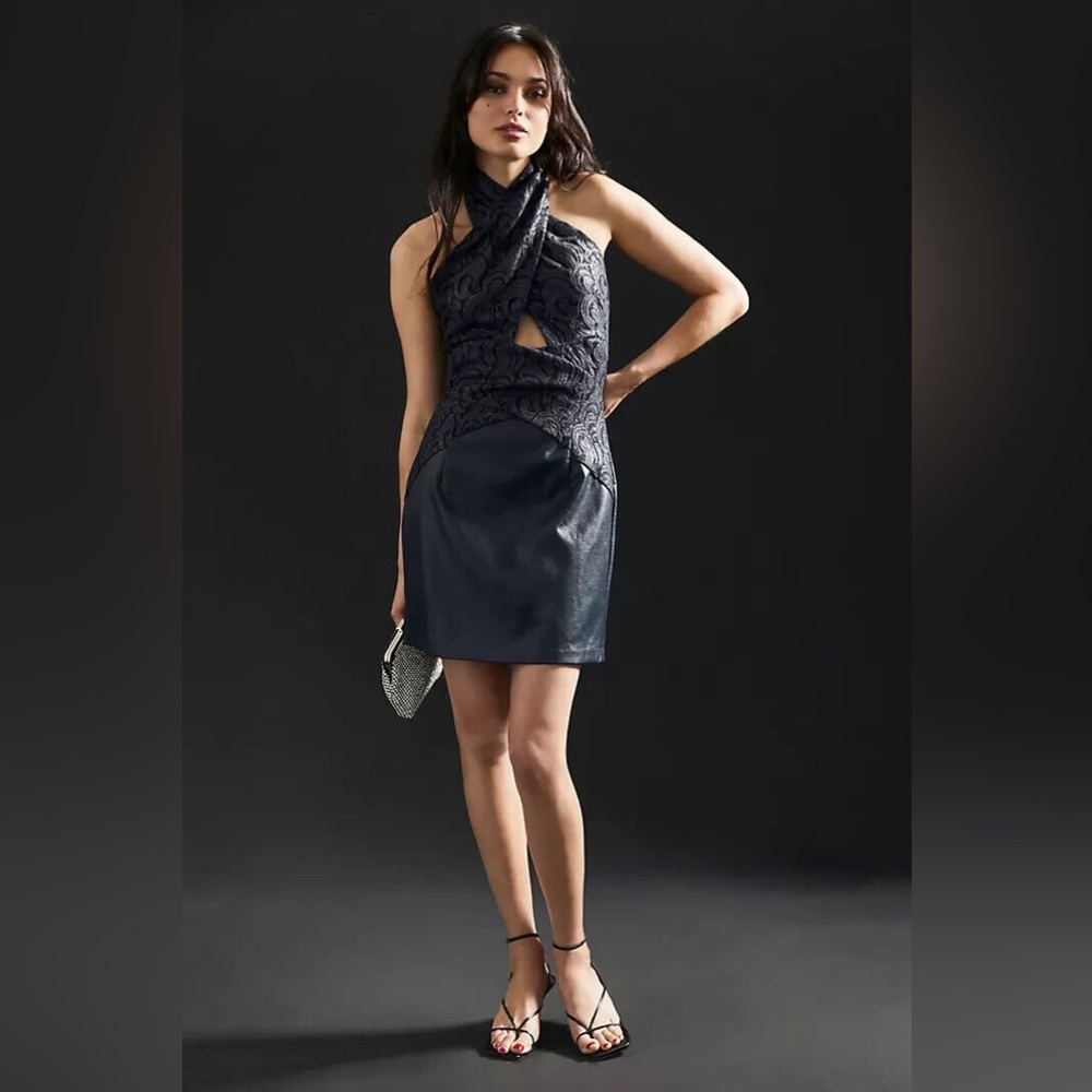 Anthropologie Eva Franco Faux Leather Twofer Dress